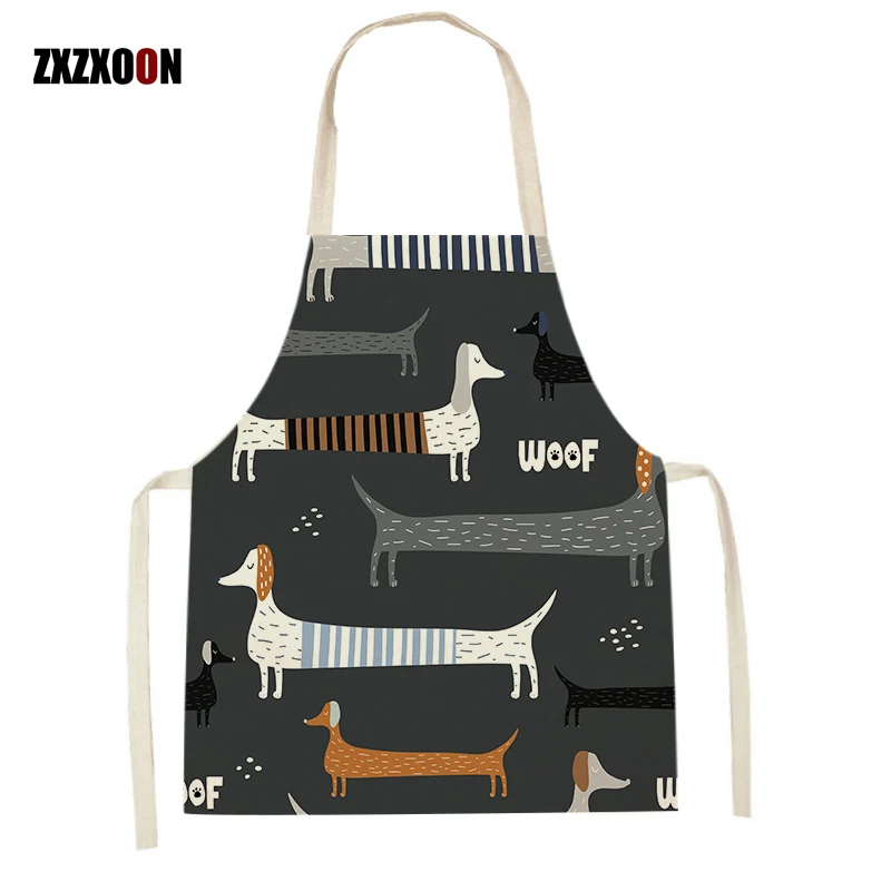 Cleaning Supplies Dachshund Dog Pattern Kitchen Apron Cooking Baking Accessories Cute Animal Household Pinafore Waist Bib