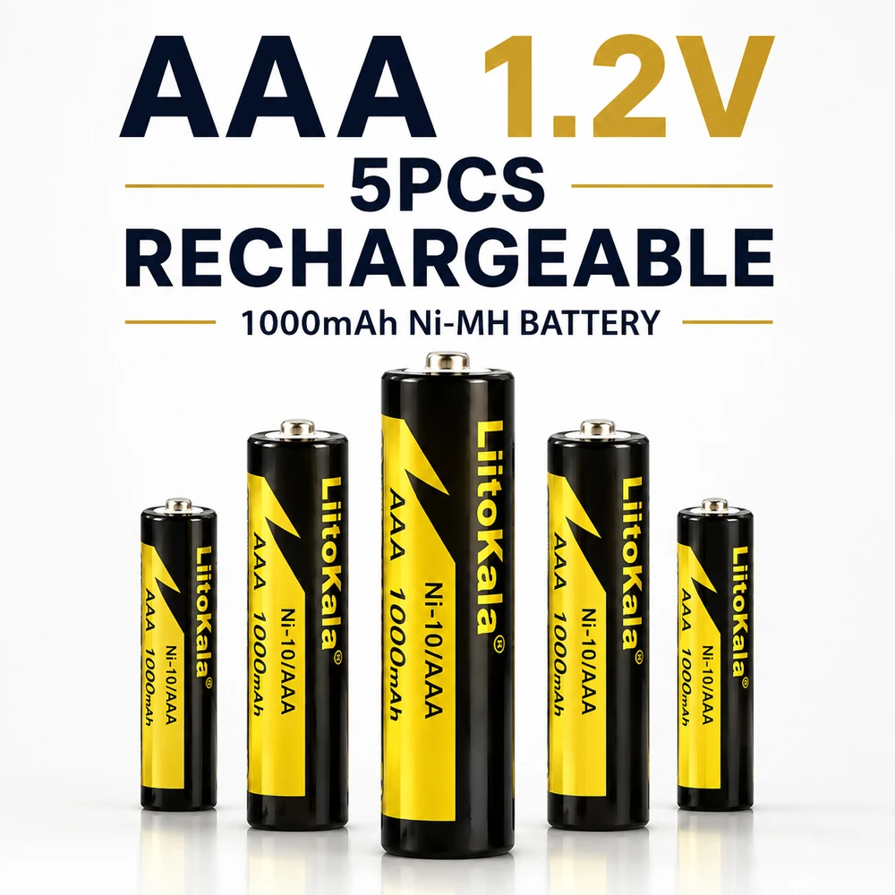 LiitoKala AAA Battery 1.2V 1000mAh NiMH Rechargeable Battery, Suitable for Wireless Mice Door Locks and Remote Control Devices.