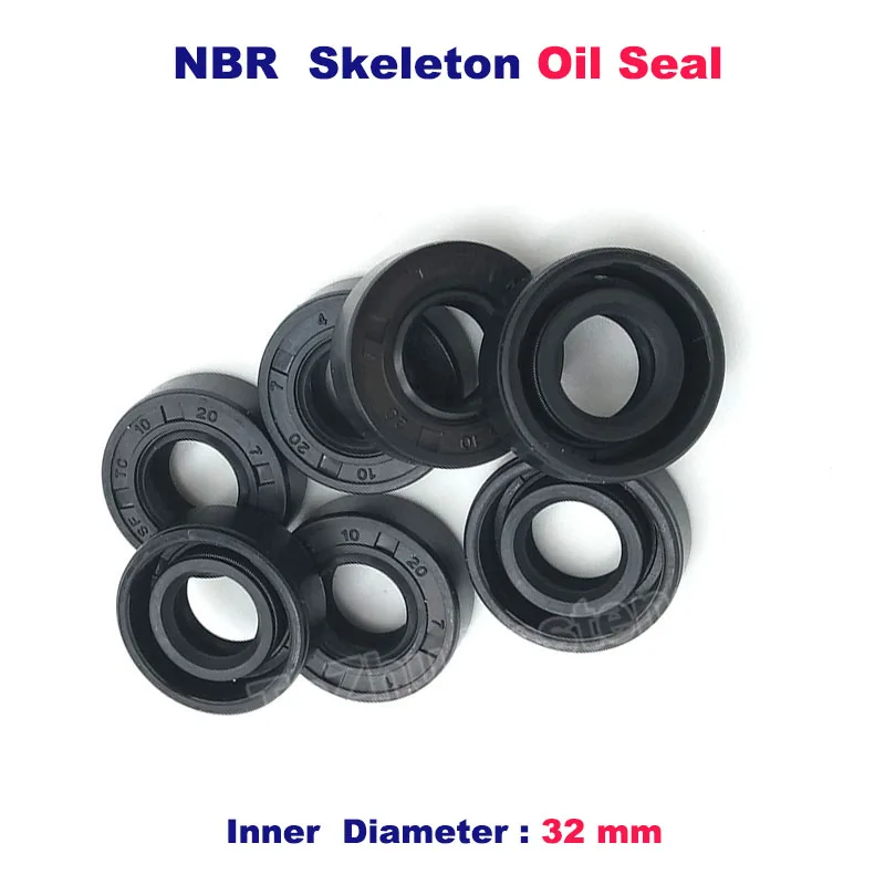 

2Pcs ID 32mm Black Skeleton Oil Seals Ring TC/FB/TG4 NBR Rotary Shaft Gasket Nitrile Double Lip Seal Shaft Gasket Oil Seal