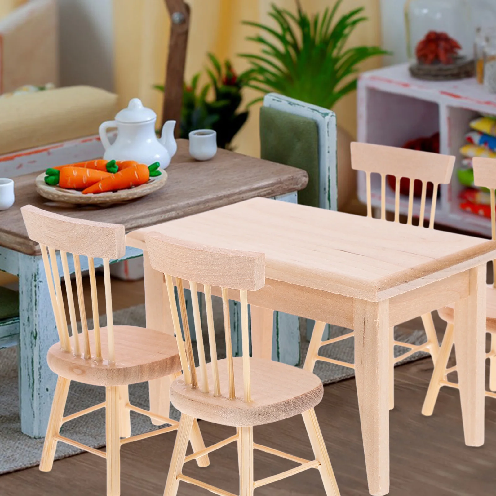 Petite table de cuisine en bois, meuble rétro, modèle banc, jouet