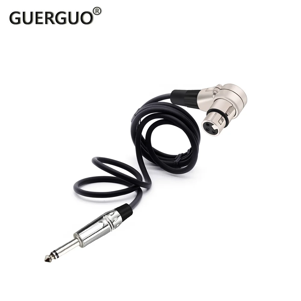 

6.35mm Mono Jack 3pins XLR Connector Head 90 Degree Right Angle Female Micphone Plug Audio Cable Curved Multi-directional