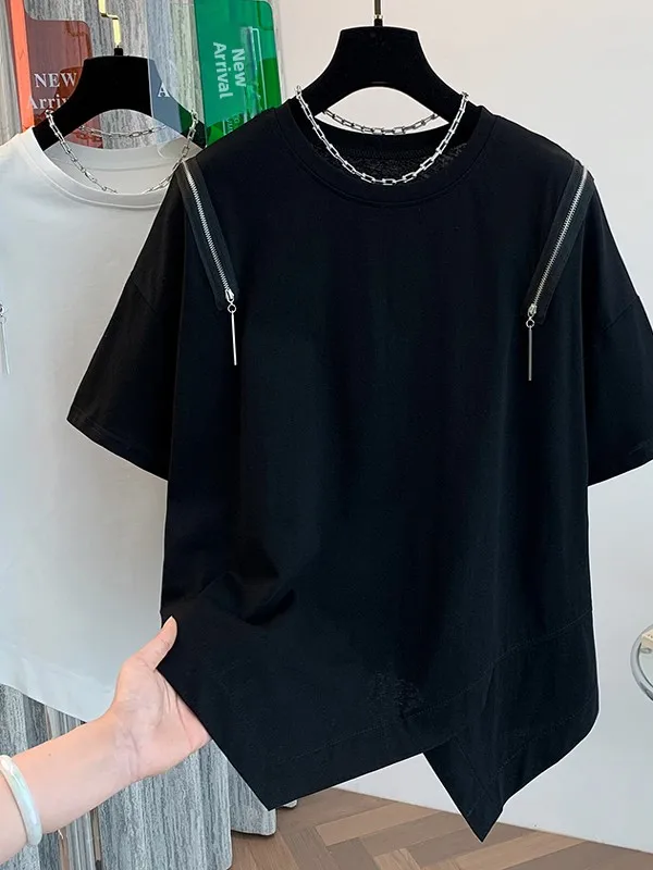 T-shirt décontracté Sli ample ort Sve pour femmes, vêtement d'été de marque Faion, rond, matériau fin, pour les déplacements