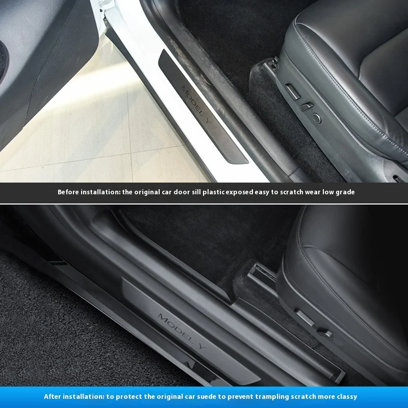 For Tesla Model Y Rear Door Sill Guards Protector Cover ModelY 2023 Inner Sill Decoration Accessories Anti-Kick Protection Shell