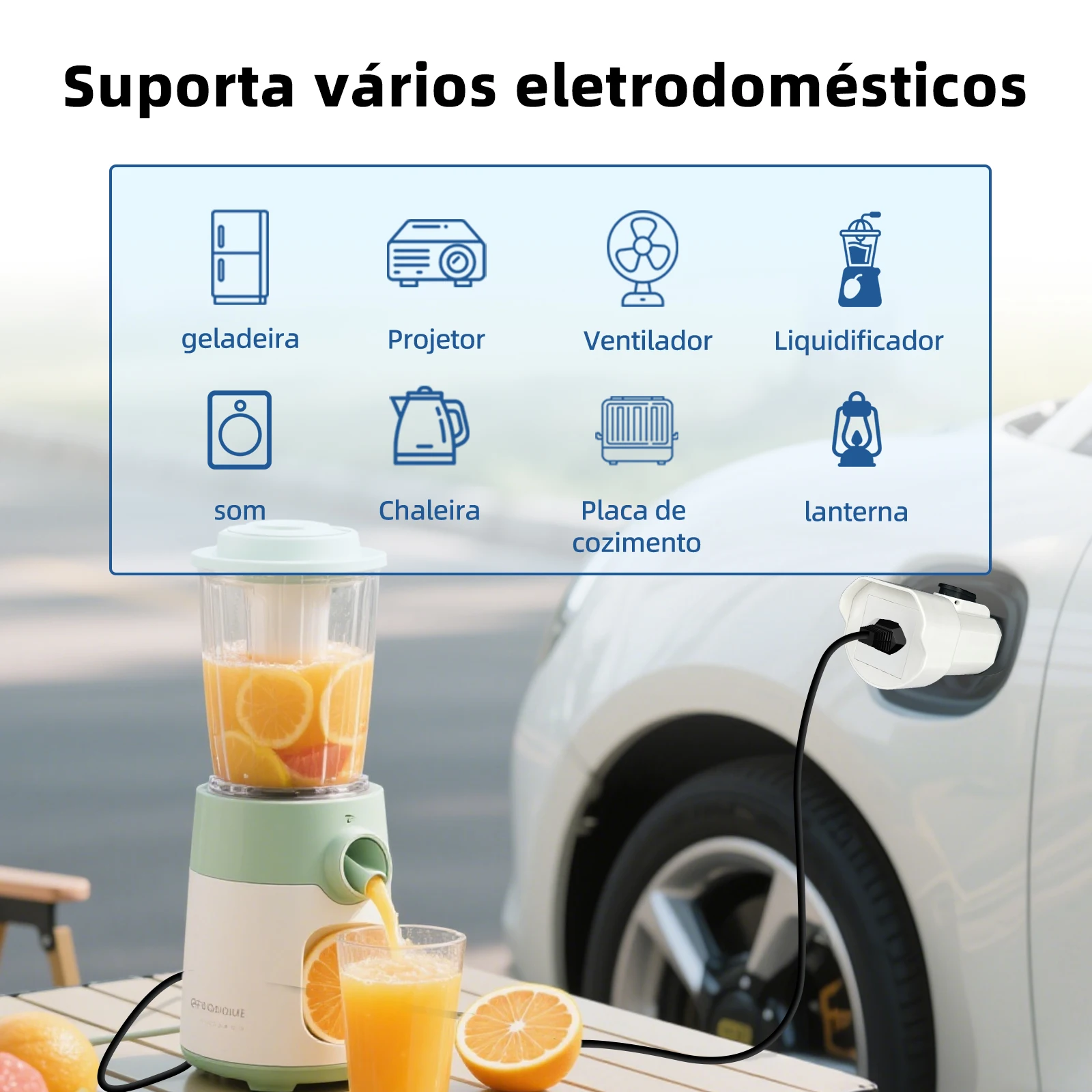 مفرغ EVqiaoyi Type2 V2L لمحول Descarregador Descarga BYD MG للمركبة إلى التحميل مع مقبس برازيلي للتخييم #5