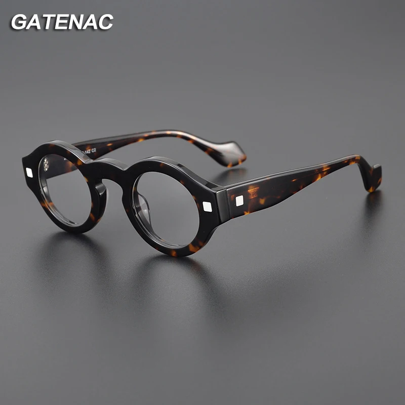 Vintage Acetate Glasses Frame Men Round Prescription Myopia Optical Eyeglasses Frame Women Retro 2023 Luxury Designer Spectacles