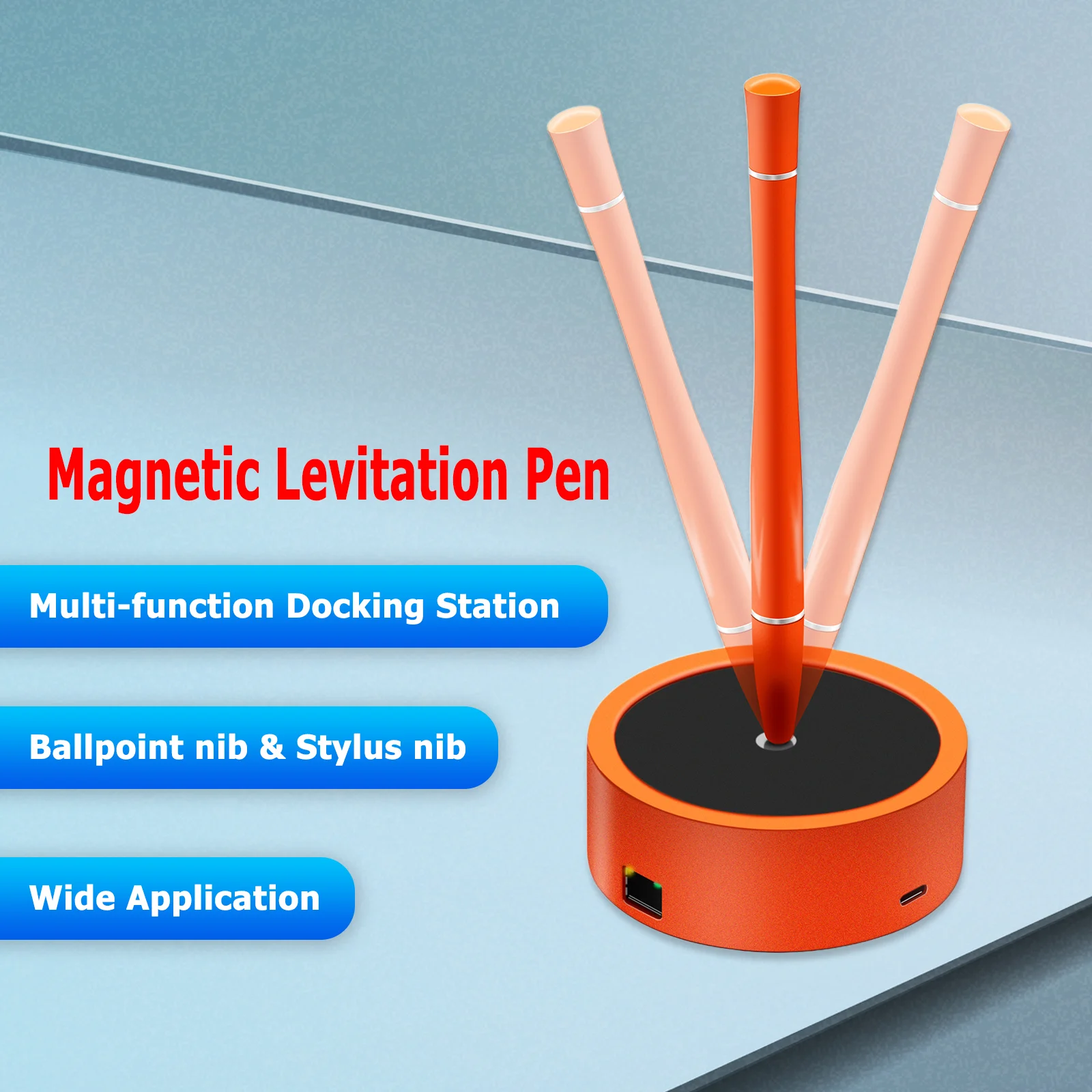 

Magnetic Levitation Pen with Multi-Function Docking Station, Orange Decoration & Unique Gift & Stress Relief Toys