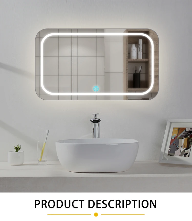 Badezimmer-Waschtischspiegel mit LED-Touch-Dimmsensor, DC 12V, Intelligenter Spiegel mit COB-LED-Licht, Dimmbares Touch-Set – Detail 1