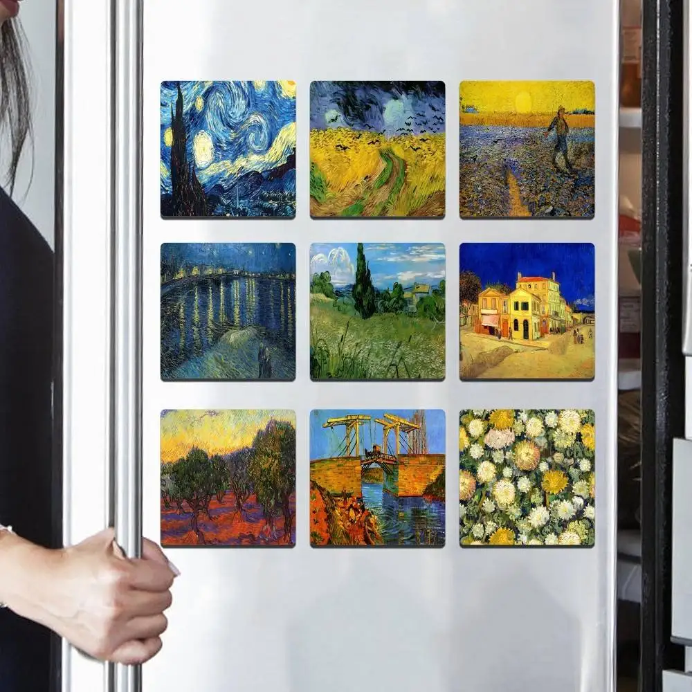 Almond Blossoms Van Gogh Personalized Magnet Cartoon Character Magnet Creative Refrigerator Decoration Fans Collection Gifts