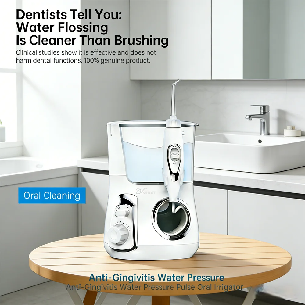 

Electric Oral Irrigator Dental Water Flosser 800ML Water Tank 10 Modes 5 Jet Tips Teeth Cleaner for Home Oral Care