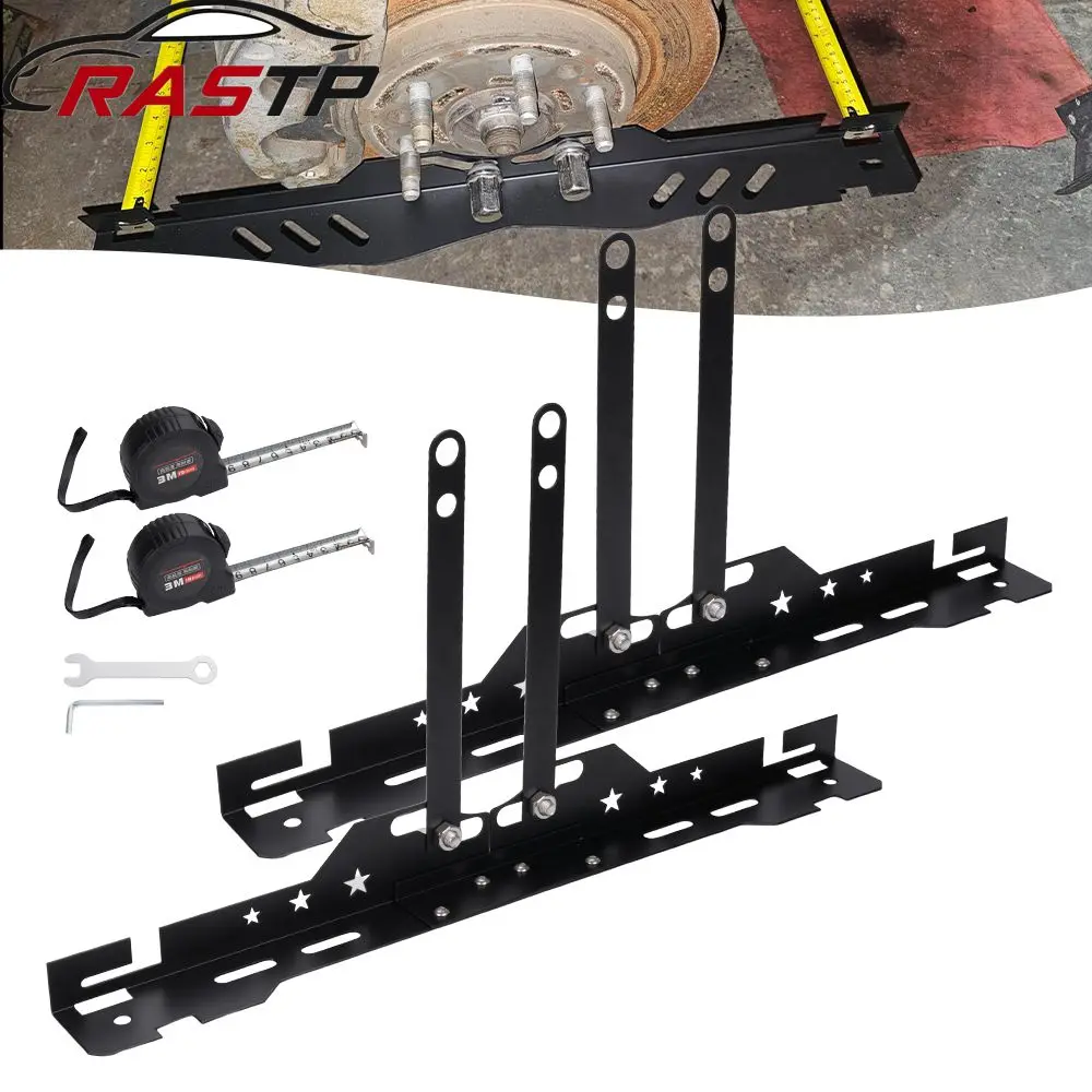 2pcs Car Wheel Toe Alignment Tool Plates Heavy Duty w/2 Measuring Tapes Adjustable Auto Wheel Leveling Aligner Balancing Plates