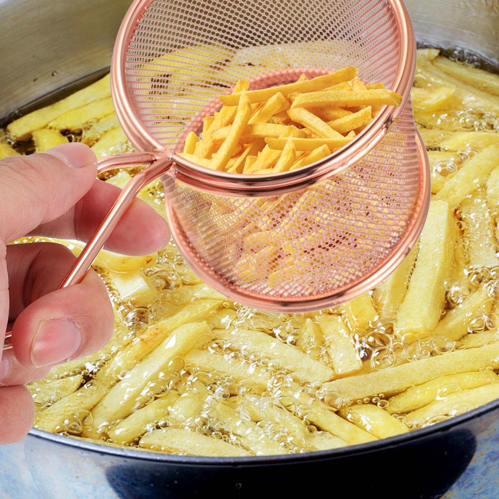 

Stainless Steel Frying Basket for Potatoes Fries Wings Multi Purpose Kitchen Utensil Home Restaurant Deep Fryer Mesh