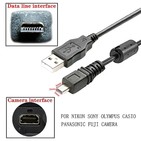 UC-E6 Digital Camera USB Data Cable Mini 8 Pin  for Nikon CoolPix Fuji Panasonic Olympus Sony 1M 1.5M