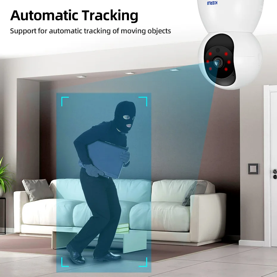 KERUI 3MP IOT Kamera Alarm System Home Security Einbrecher Überwachung IP Kamera PIR Motion Rauchmelder APP Fernbedienung