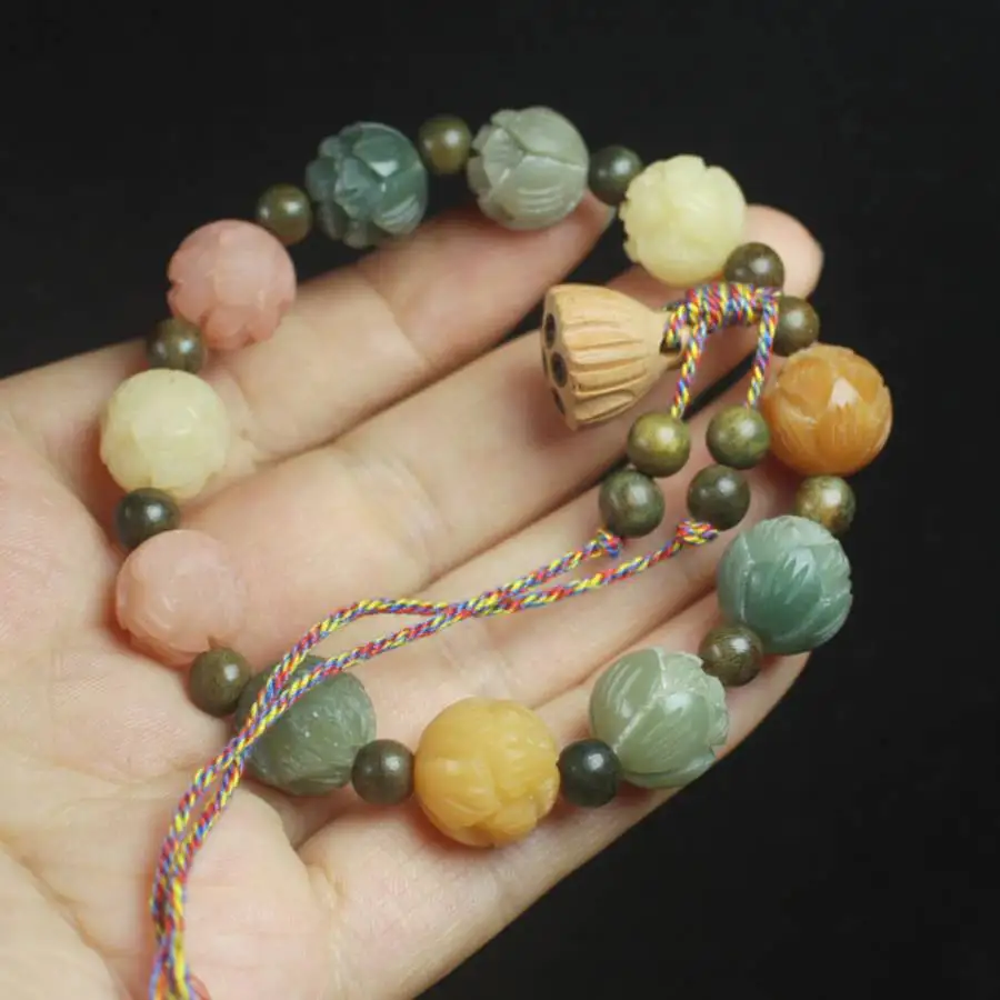 

Handmade Colored Lotus bead bracelet,men's cuff button bracelet,Ramadan prayer bead,women's meditation,holiday gift,daily wear