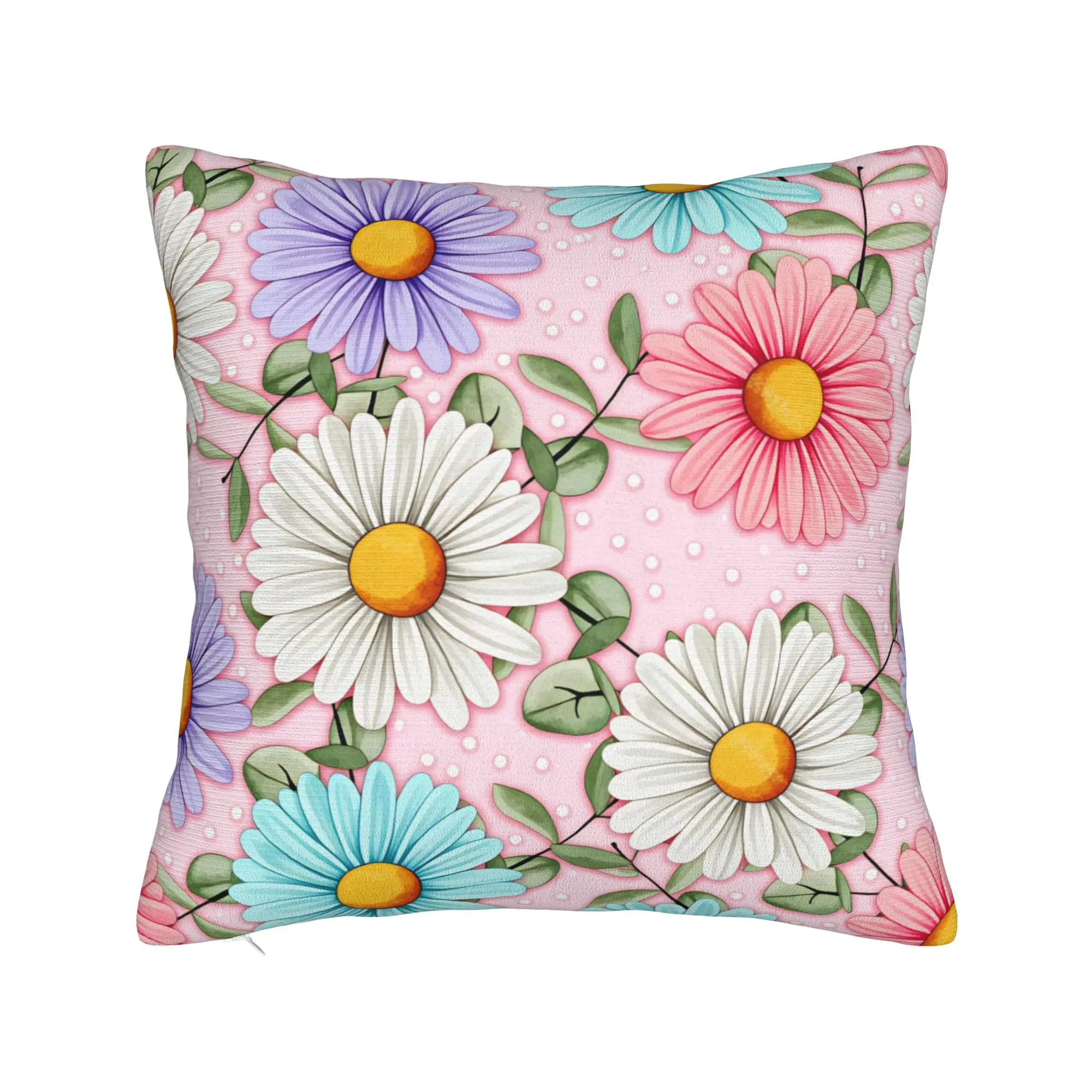 Delicate Watercolor Daisy Pattern Pillowcases  Fashion Pillow Case For Living Room Sofa Comfy Pillow Cover