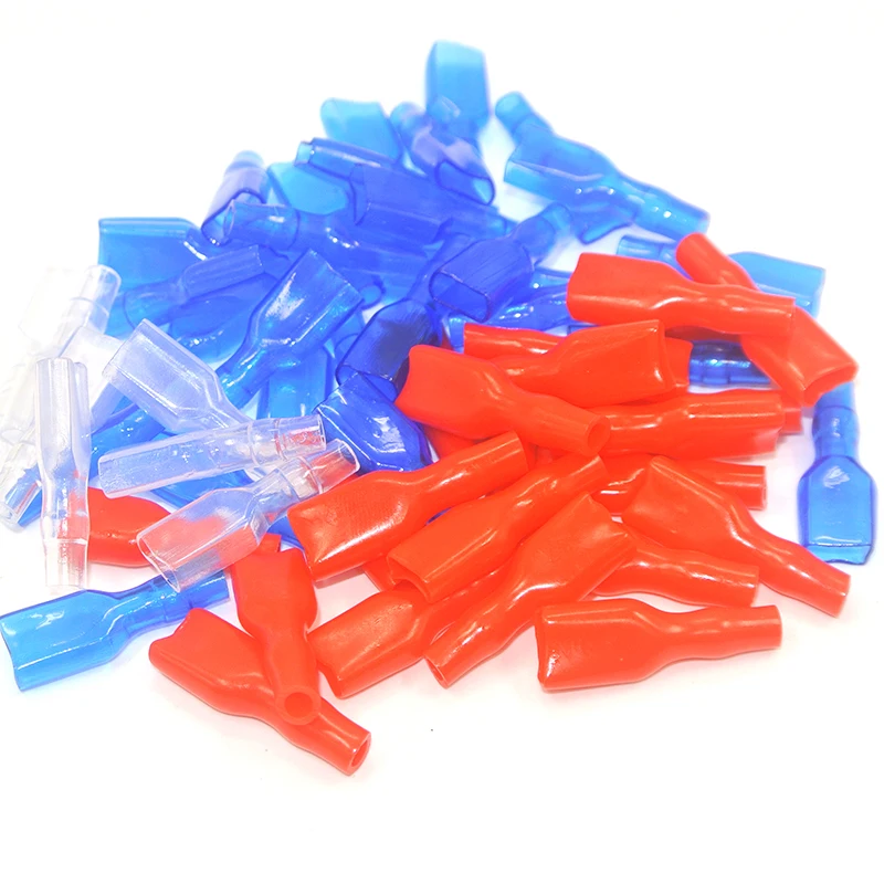 5000 PCS  Clear Red Blue Cover Case for 4.8mm Crimp Terminal Spade Connector