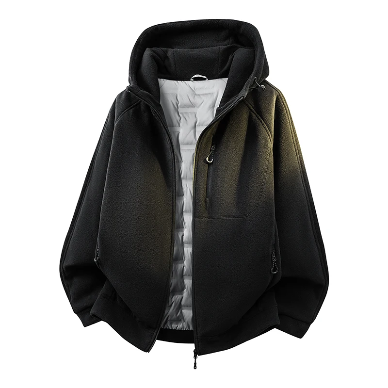 Oversized Casual Warm Hooded White Duck Down Jacket Winter Solid Color Windproof Wear Puffer Coat Outdoor Padded Parkas Clothing