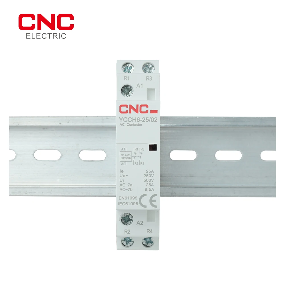 CNC 2P 220/230V Din Rail Mounted 50/60Hz contattore ca modulare per uso domestico 25A 1NO 1NC 2NO 2NC per Smart Home House Hotel