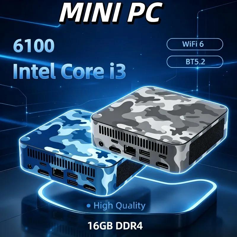Compact 2026 Powerful Mini PC Intel I3-6100 16GB DDR4 1TB SSD WiFi 6 BT5.2 Gaming Office Portable Desktop PC