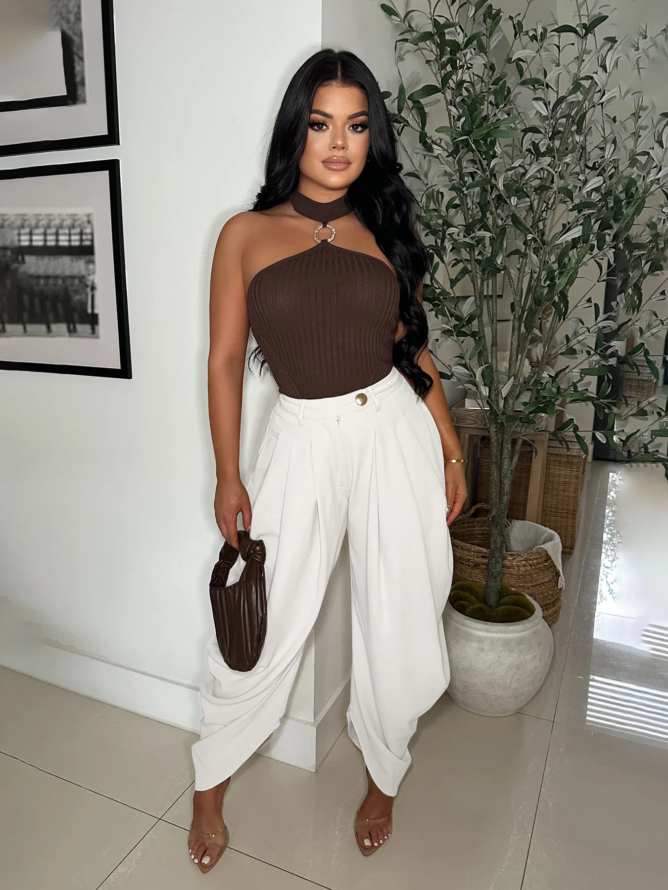 Chic Women's Bud Pants Solid Color Sexy Urban Multi-fold Personalized Casual Pants Y2K Streetwear Wide Leg Trousers