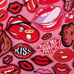 Fashion Sexy Red Lips Patches for Clothing Lipstick Logo Accessories Decorative Patch DIY For Women's T-Shirt Apparel Badges