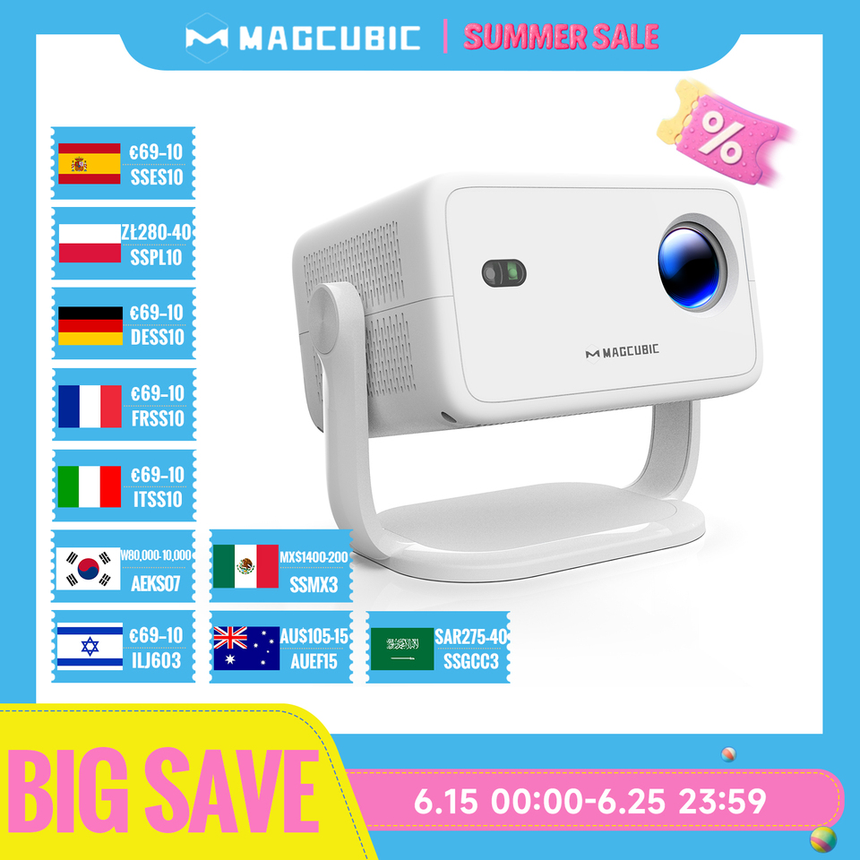 Magcubic Native 1080P 650ANSI 4K Android 11 L018 360° Projector With Auto Keystone Focus Air Mouse Wifi6 BT5.2 Portable Outdoor