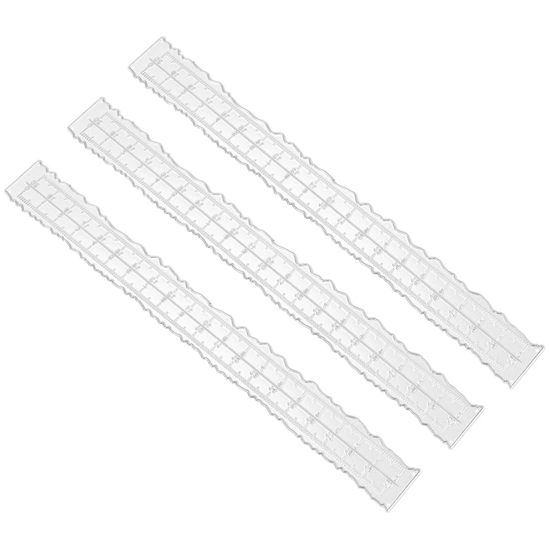 3 Pieces 8.4 Inches Metal Irregular Edges Ruler Edges Ruler For Card Making Scrapbooking Craft Decor School Office Tools