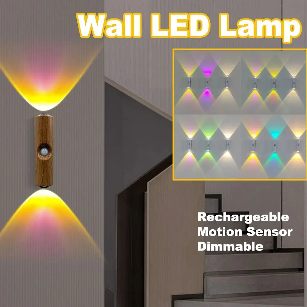 

Wireless Sensor Night Light 3/7 Colors Changing Portable LED Closet Light USB Charging Rechargeable RGB Gradient Wall Lamp