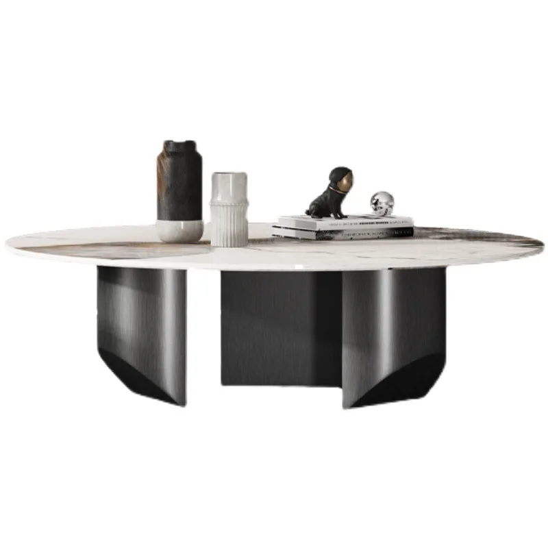 

Villa, rock slab, coffee table, Italian, minimalist, living room, stainless steel, foot rock, round, small apartment, household