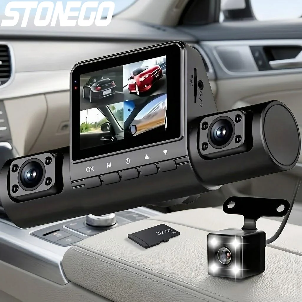 1080P Full HD 4 Lens Wide Angle Car Dash Cam Front Rear Camera Loop Recording IPS Screen Night Vision G Sensor