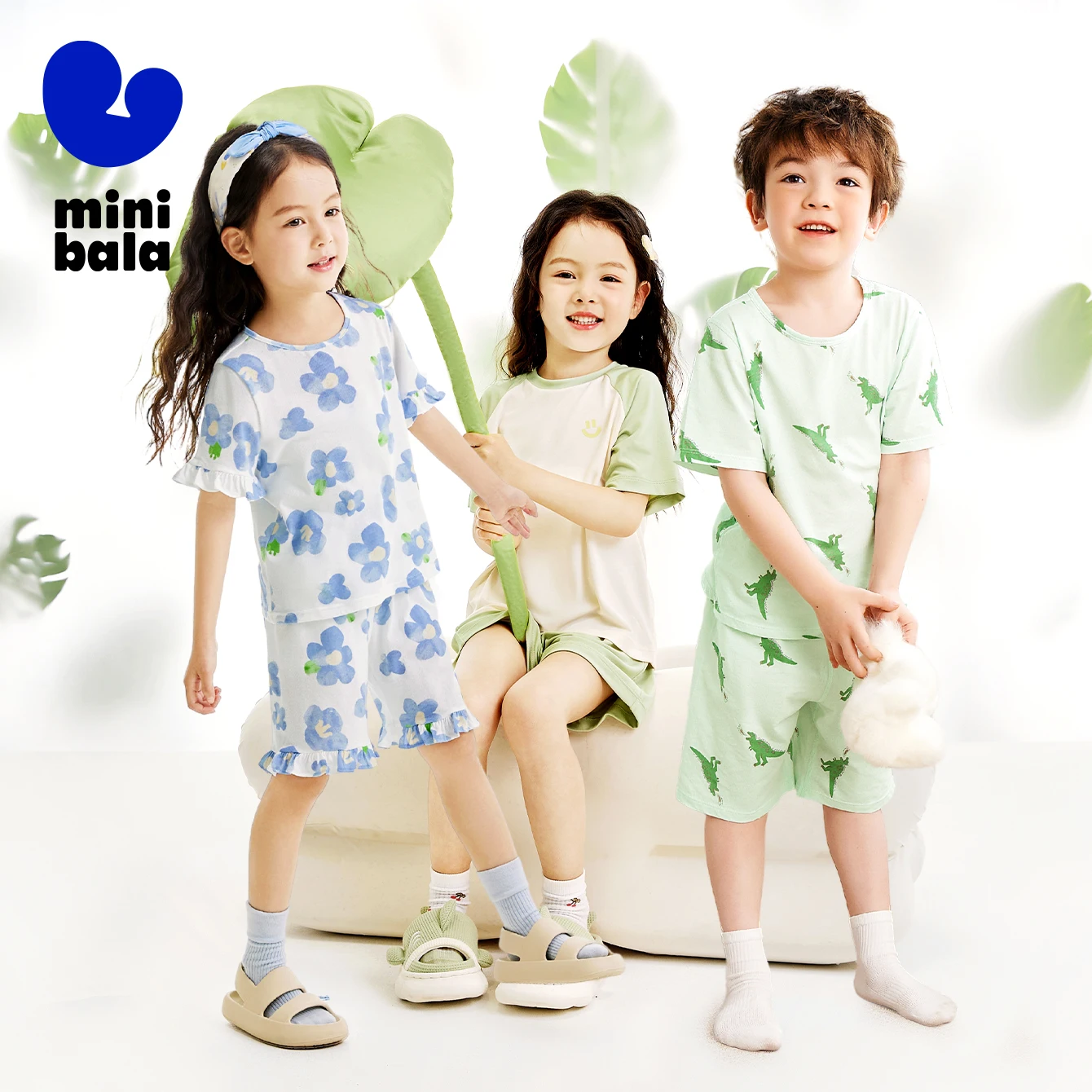 

Мини Bala домашний комплект детской одежды, новинка лета 2025 г., дышащая летняя удобная домашняя одежда из чистого хлопка, пижамы