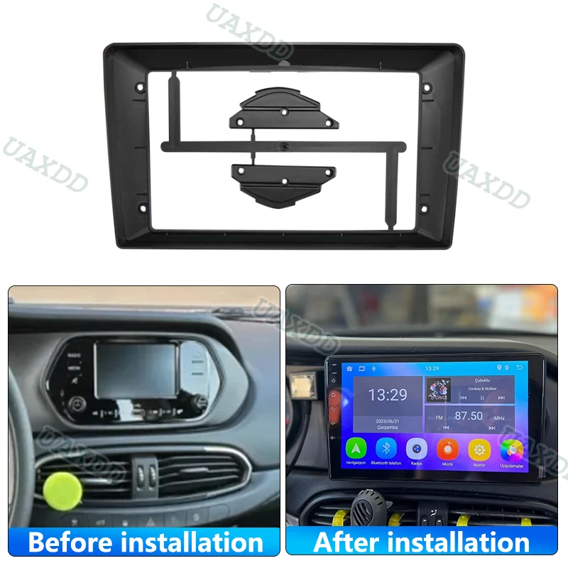 For 2015 FIAT EGEA 9inch 2 Din Car Stereo Radio Android Frame Panel Fascia Cable Video Harness Adapter Dashboard Decoder Canbus