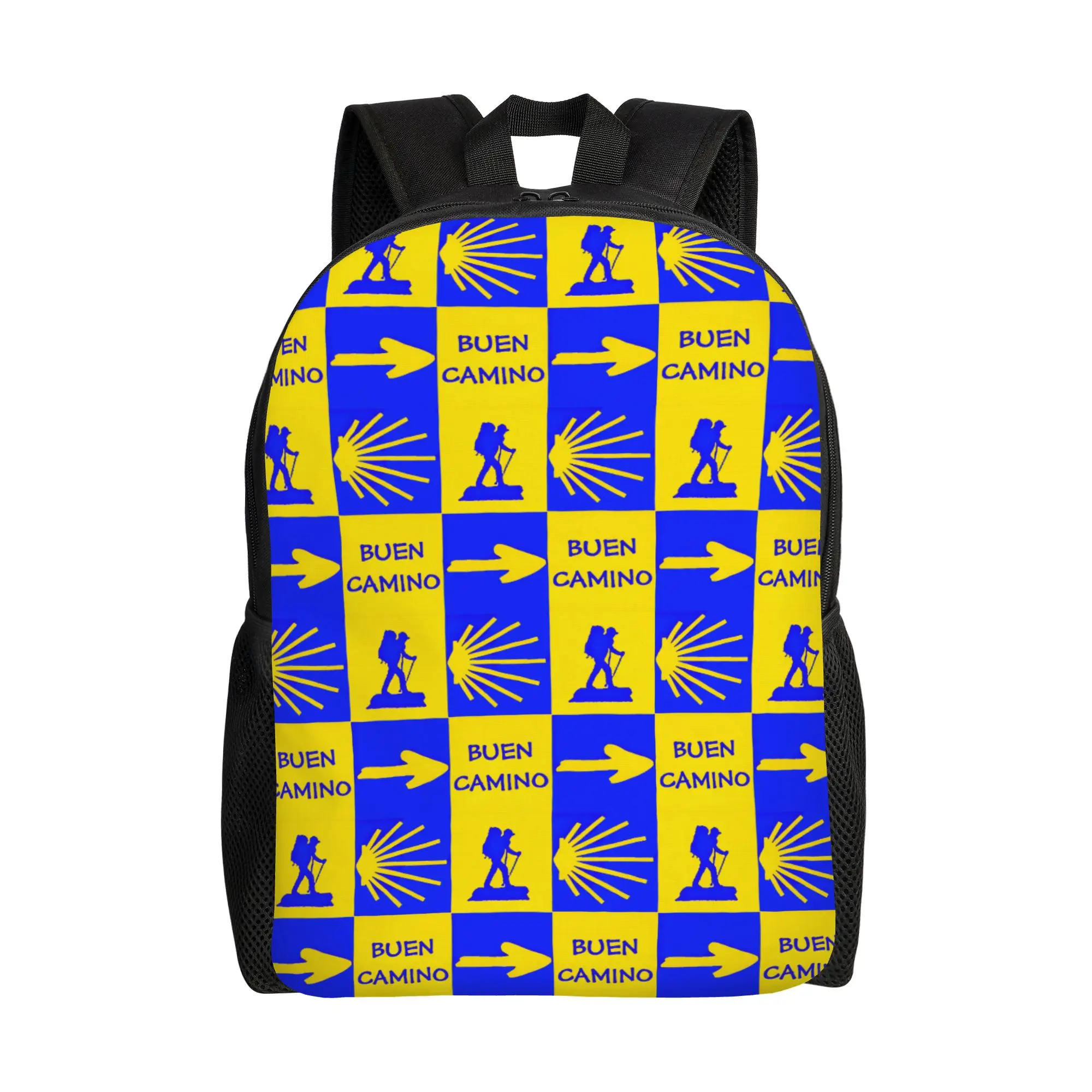 

Custom Compostela Peregrino Art Print Shell Walk Travel Backpack Men Women School Computer Bookbag College Student Daypack Bags