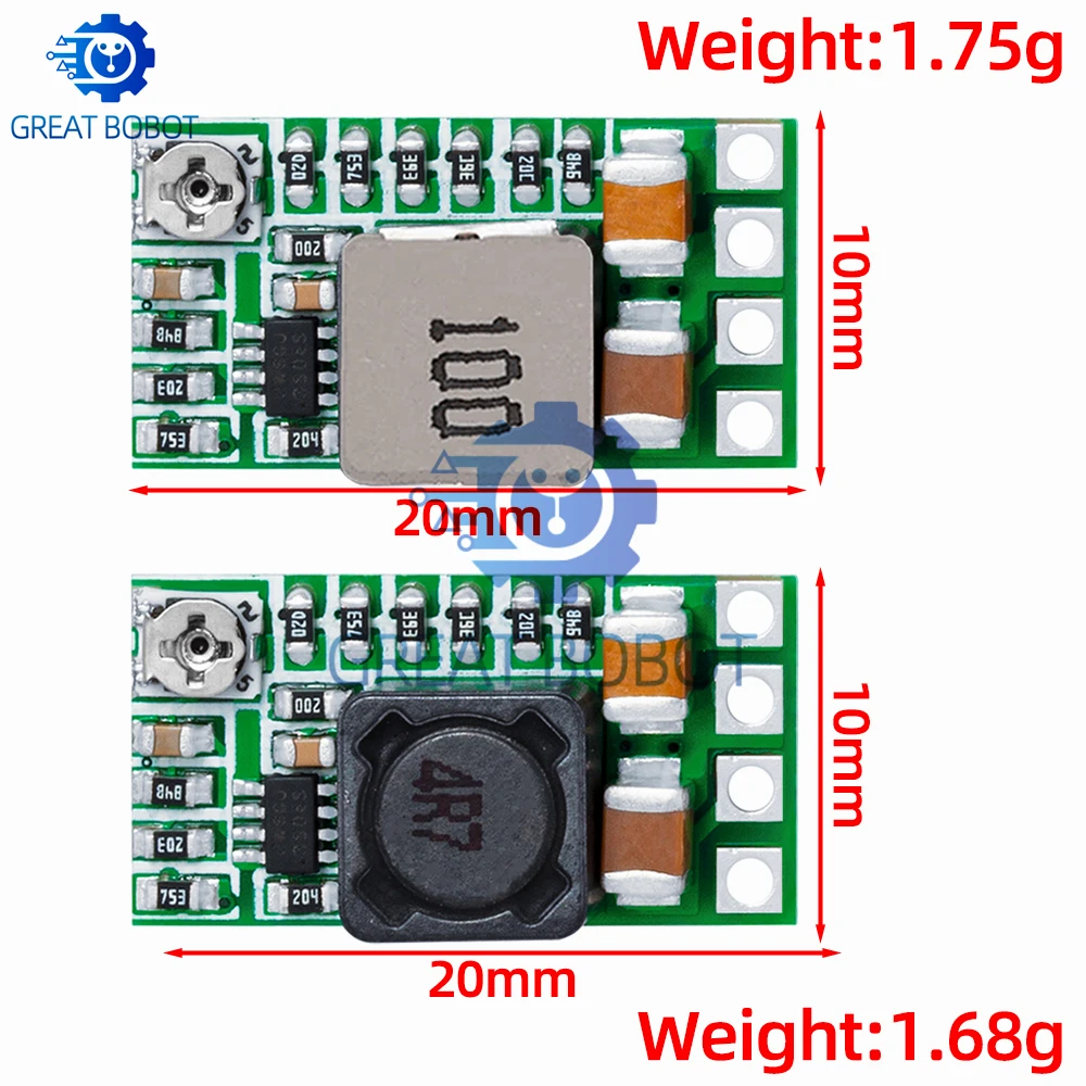 DC-DC Voltage Buck Converter: 12 - 24V Input to 5V 3A Output, Adjustable Voltages (1.8V, 2.5V, 3.3V, 5V, 9V, 12V) with 97.5%