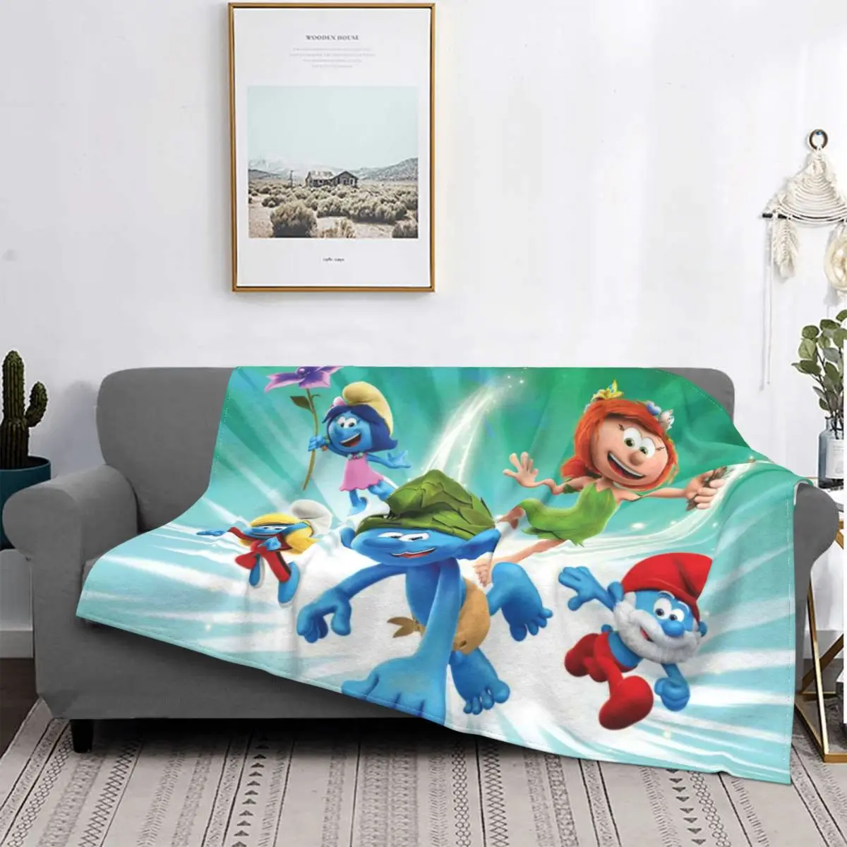 A Nimble Spirit The Little Blue Man Family Blanket Plush All Season Super Warm Throw Blankets For bed Plush Thin Quilt