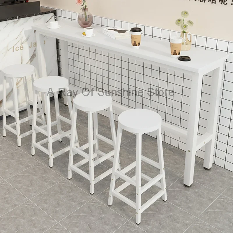 Juegos De mesa De comedor De Bar para niños, taburetes blancos, Mostrador De Bar largo, mesa De almacenamiento para fiestas, Muebles De Cocina para