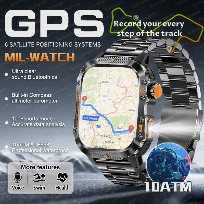 

GPS T-Rex 3 Спортивные умные часы для плавания 10 АТМ Водонепроницаемый браслет Фонарик Компас Bluetooth-вызов Мужские фитнес-военные умные часы