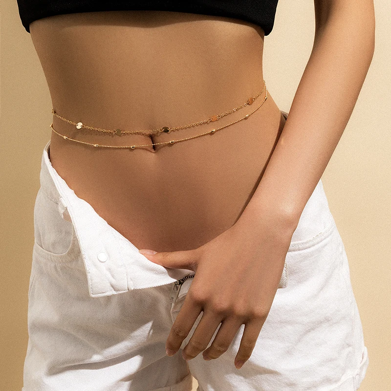 Extendable Chain Double Layered Punk Steet Beach Waist Chain Body Jewelry for Women and Girls