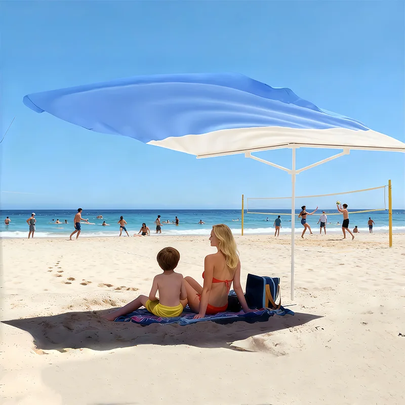 Cross-border Wind-resistant Seaside Canopy UV-proof Quick-open Nylon Beach Umbrella Sunshade Portable Camping Beach Tent