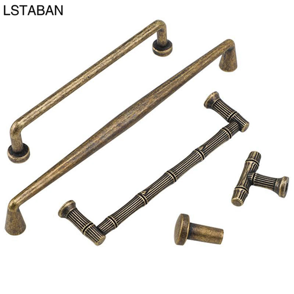Light Luxury Bronze Kitchen Cabinet Handle Solid European Simple Drawer Door Handle Shoe Cabinet Retro Zinc Alloy Furniture Knob