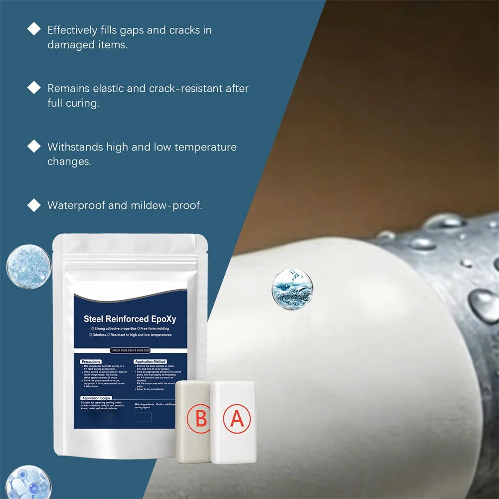 Repair Bonding Glue,Waterproof Heat Resistant Structural Adhesive,Versatile Use On Metal,Wood,Plastic Automotive Engine Block