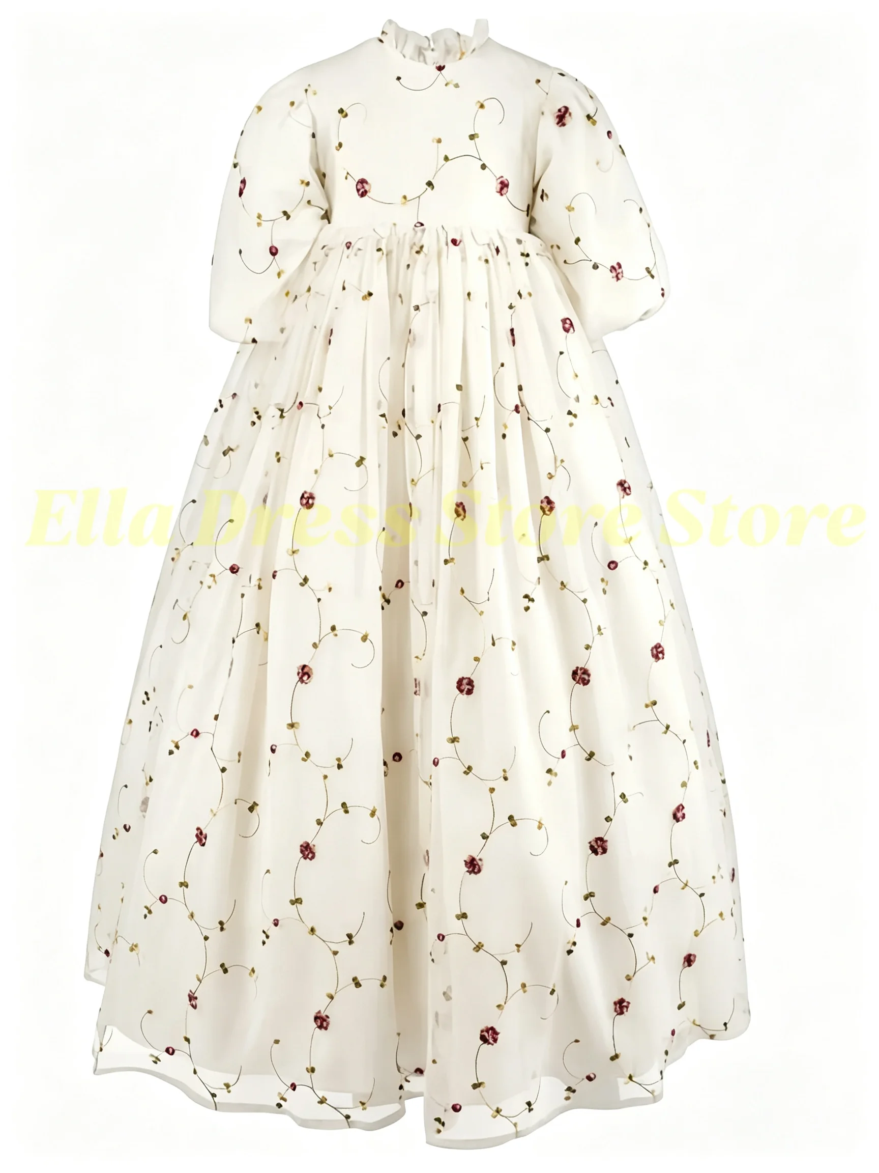 Maßgeschneidertes Mädchenkleid in Rosé-Rosa Elegantes Blumenmädchenkleid mit Puffärmeln und Schleife für Hochzeitszeremonien Abendkleid Formelle Empfänge – Detail 4