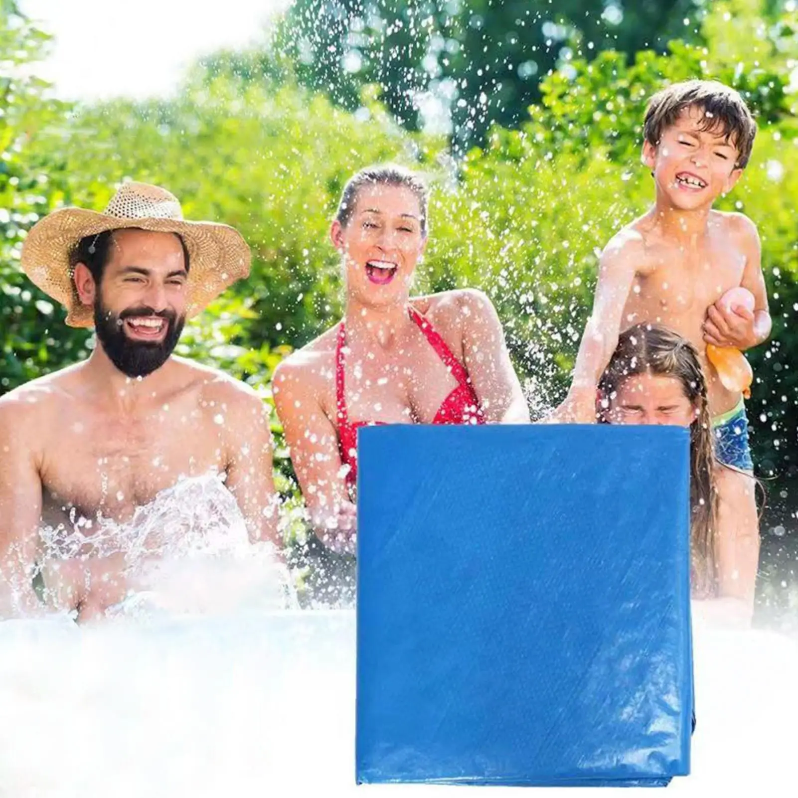 Inflatable Pool Cover Rectangular Fits Pool Under Easy Set by 1 Person  Rectangle Pools Protector  ﻿