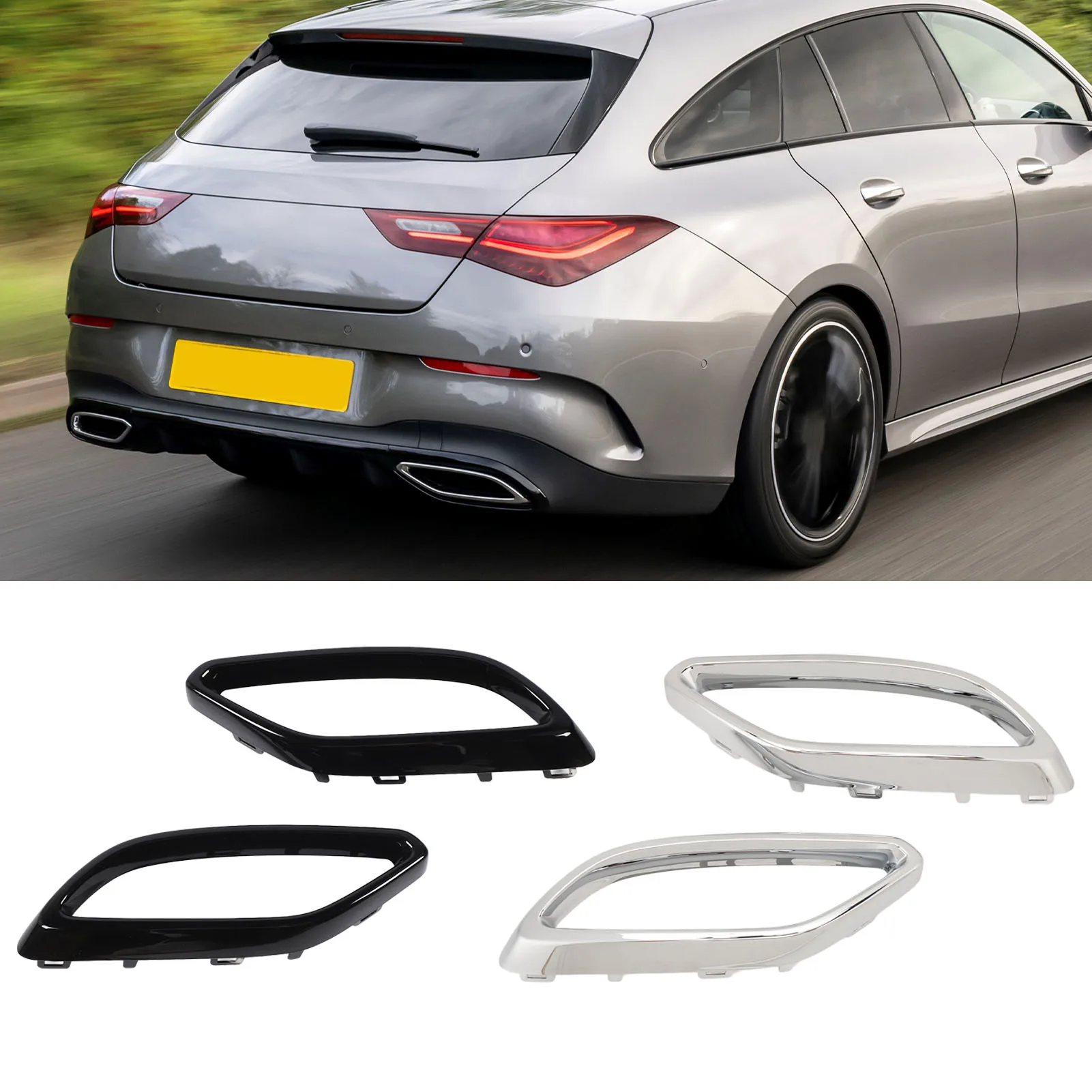 1 Pair Exhaust Tip Cover Trims 1184920200 Left Right Replacement For  CLA‑Class C118 AMG‑Line 2020 to 2024 1184920100