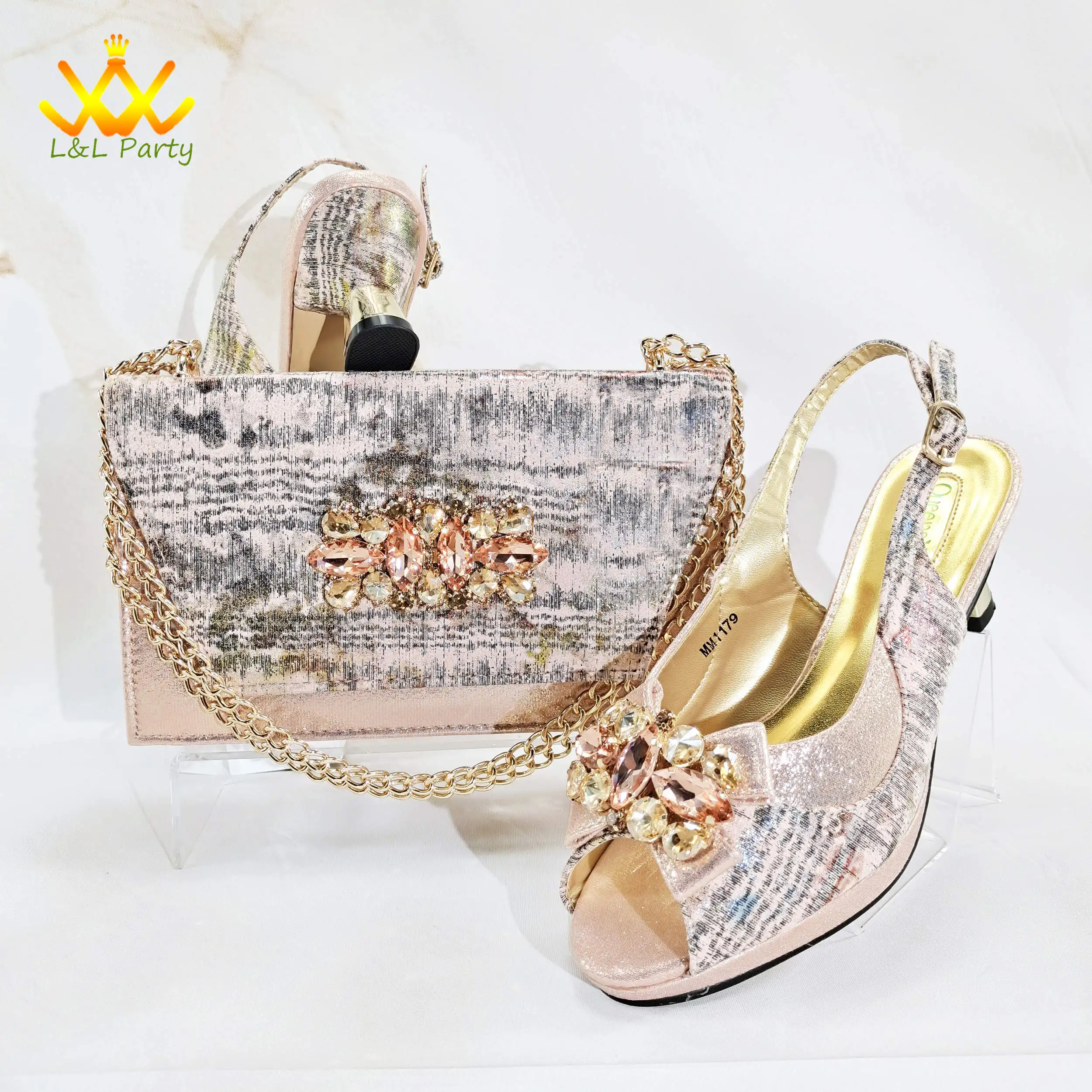 

Специальные новые поступления 2025 года. Итальянская женская обувь и сумка в тон розового золота. Модные туфли-лодочки для взрослых с платформой для вечеринок.