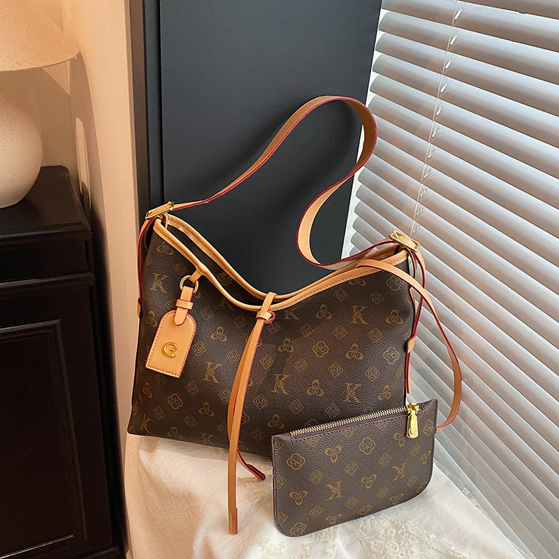 

​​Heritage Monogram Mommy Tote Bag Women Detachable Mini Purse Spacious Shoulder Crossbody Premium Cowhide Vintage Luxe​​