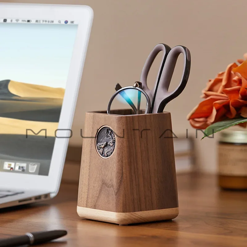 Black walnut solid wood pen holder Nordic light luxury