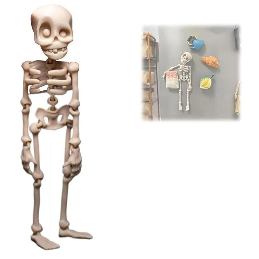 1Pc Magnetic Poseable Skull Fridge Magnet Funny Halloween Gift Easter Kitchen & Dining Decor Home Accessory, Quirky Decor