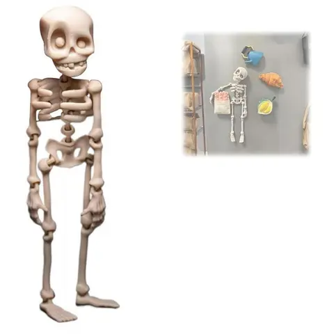 1Pc Magnetic Poseable Skull Fridge Magnet Funny Halloween Gift Easter Kitchen & Dining Decor Home Accessory, Quirky Decor
