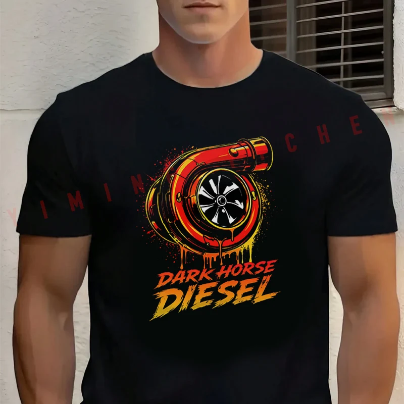 

Men's Summer Cotton T-shirt Dark Horse Diesel Graphic Motorcycle T Shirt Short Sleeved Casual Basic O-Neck Unisex Tops